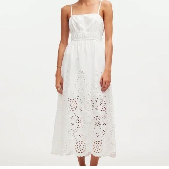 NWT Madewell Embroidered Tank Midi Dress White 8 - Picture 1 of 11